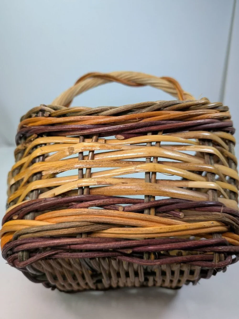 Vintage Fall Harvest Woven Basket Pumpkins Cornucopia Decor Overhead Handle